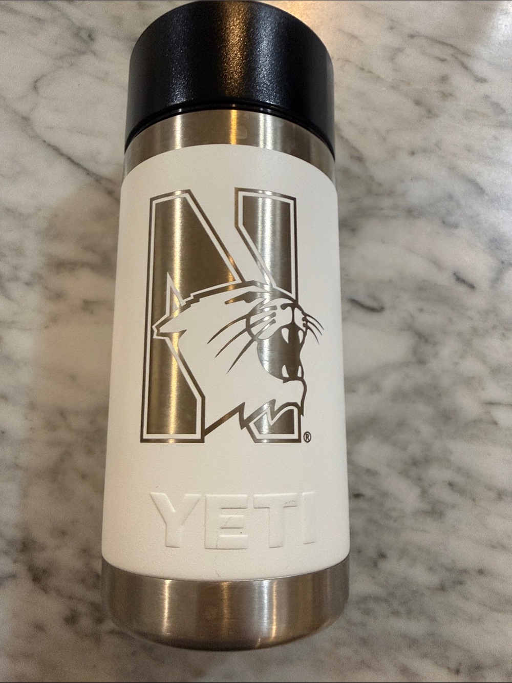 NWT Yeti White Tumbler with Metallic Silver northwestern Logo